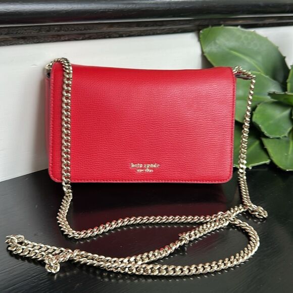 Kate Spade genuine leather Sylvia chain wallet crossbody handbag purse like new - Picture 2 of 12